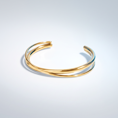 Bangle Rigido Crossover Oro 18K waterproof anti-allergico UpperEast Jewels