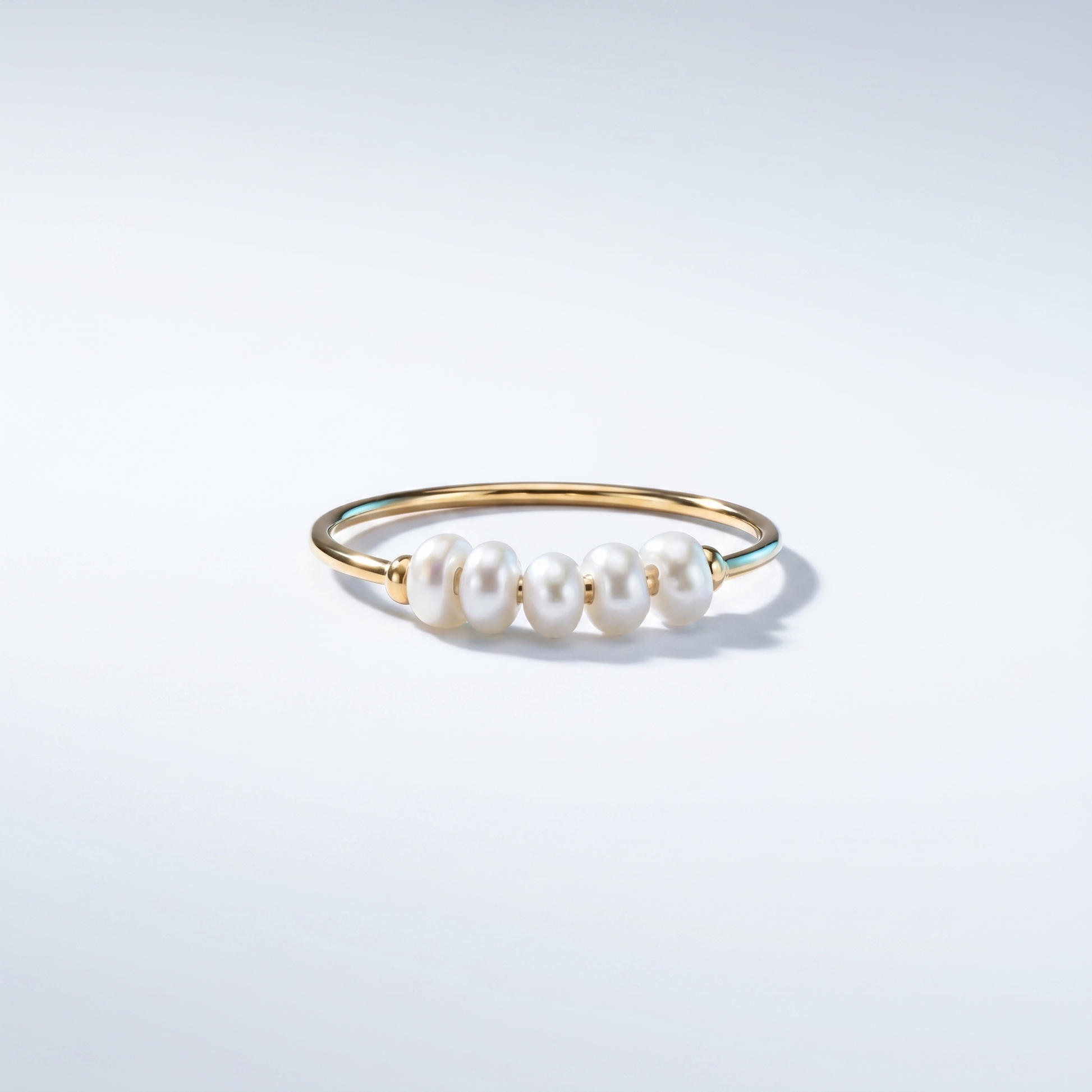 Anello Mini Perle Cinque Oro 18K waterproof anti-allergico UpperEast Jewels