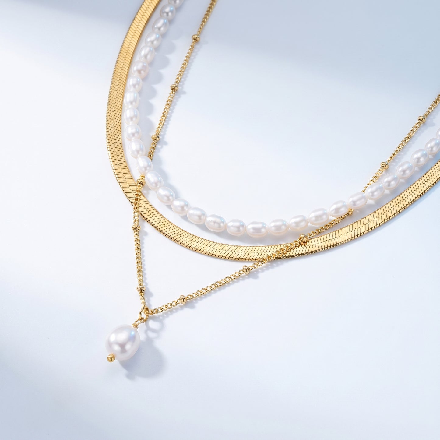 Set Dolce Vita Perla — Collana + Orecchini Oro 18K waterproof anti-allergico UpperEast Jewels