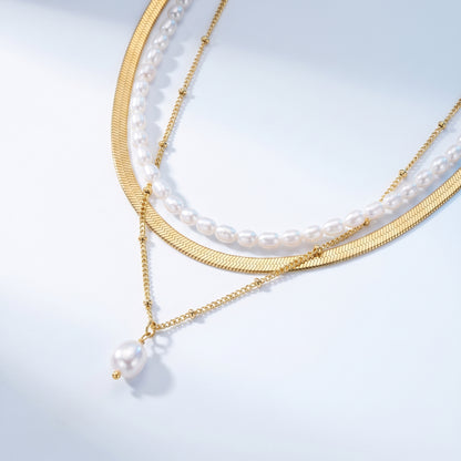 Set Dolce Vita Perla — Collana + Orecchini Oro 18K waterproof anti-allergico UpperEast Jewels