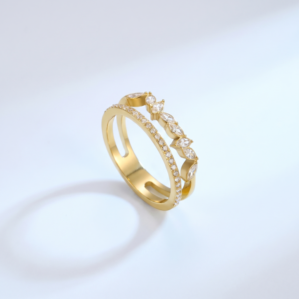 Anello Mia Pavé Cristallo Oro 18K