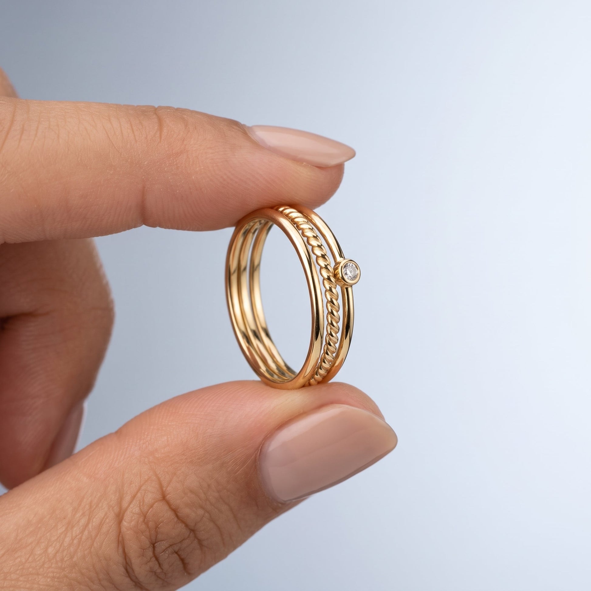 Set 3 Anelli Stacking Oro 18K