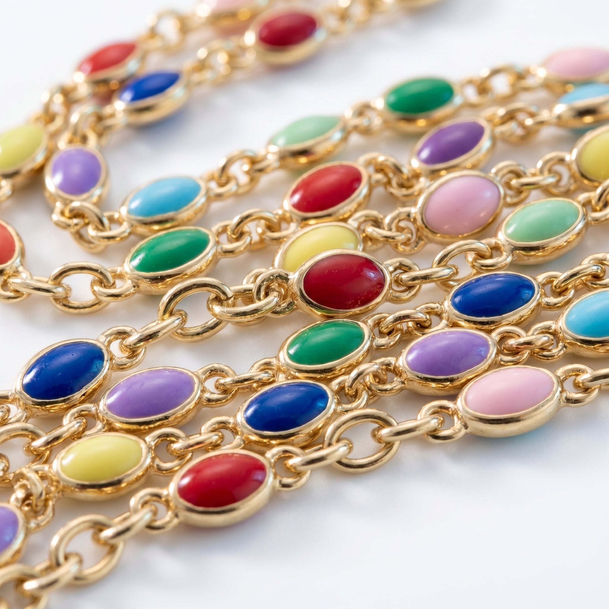 Choker Arcobaleno Multi-Stone Oro 18K - dettaglio macro lavorazione - UpperEast Jewels