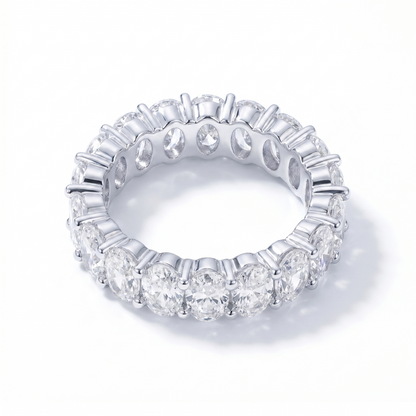 Anello Eternity Ovale CZ Oro 18K - vista dall'alto top-down - UpperEast Jewels