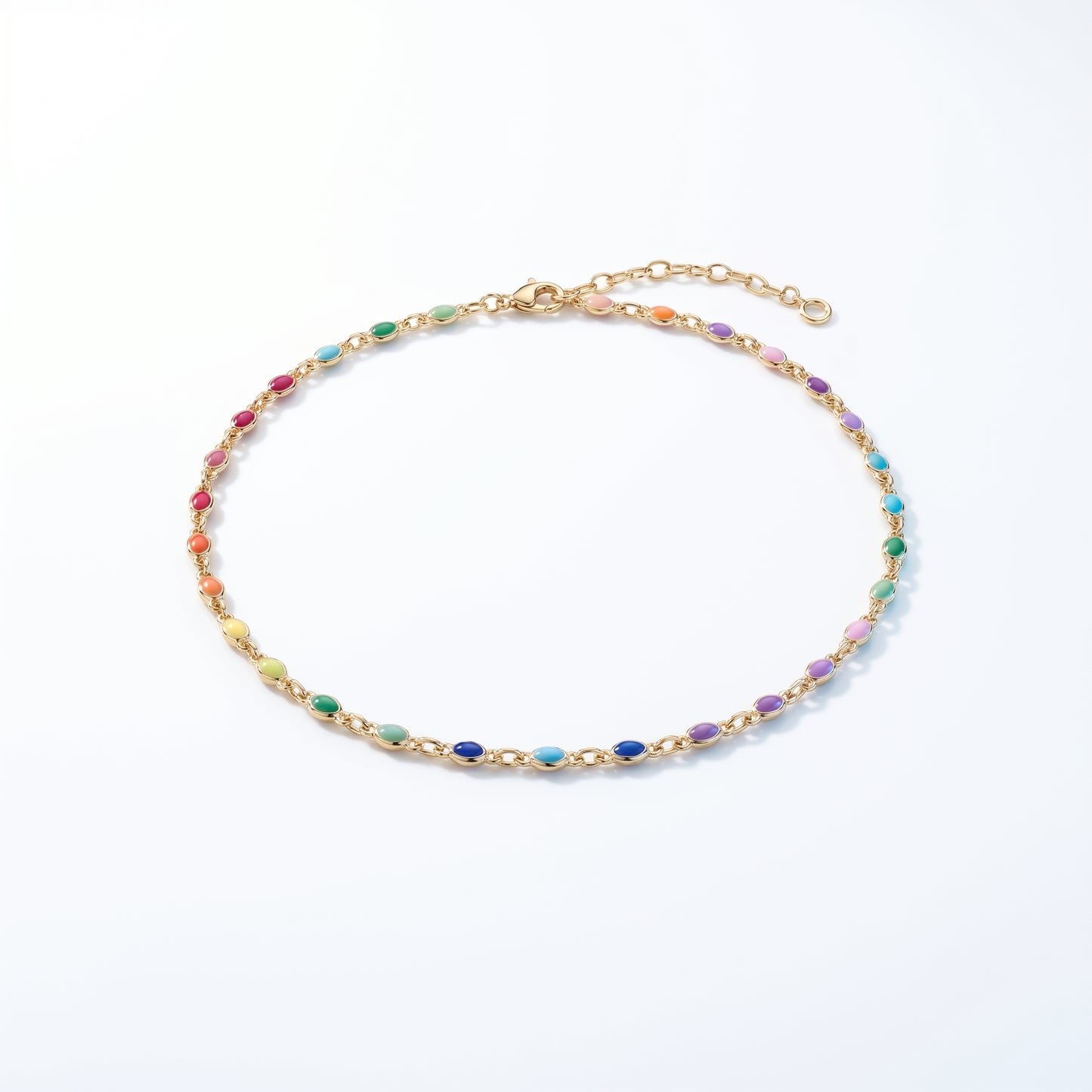 Choker Arcobaleno Multi-Stone Oro 18K - vista dall'alto top-down - UpperEast Jewels