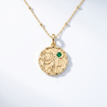 Collana Zodiac Coin Personalizzabile Oro 18K - vista dall'alto top-down - UpperEast Jewels