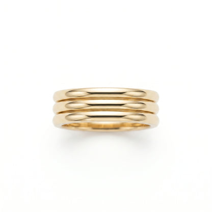 Anello Triple Band Cerimonia Oro 18K - vista dall'alto top-down - UpperEast Jewels