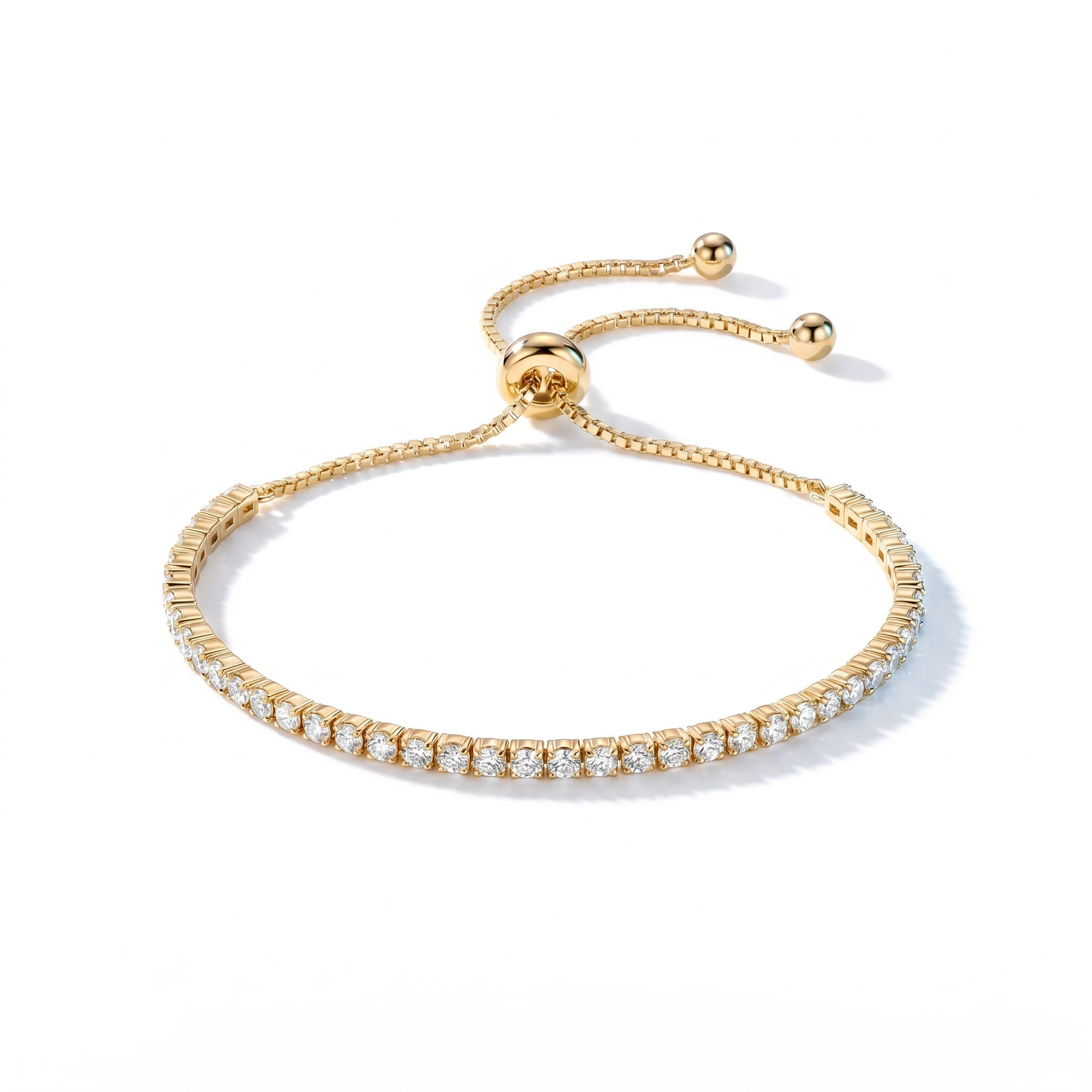 Bracciale Tennis Slider Regolabile Oro 18K - vista dall'alto top-down - UpperEast Jewels