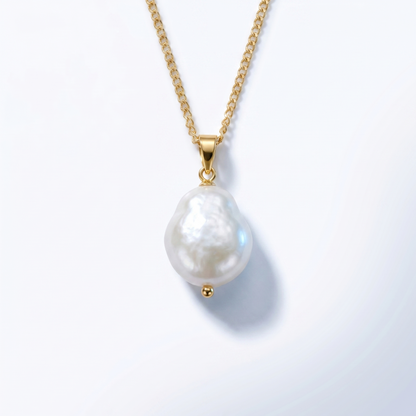 Pendente Perla Baroque Oro 18K - vista dall'alto top-down - UpperEast Jewels