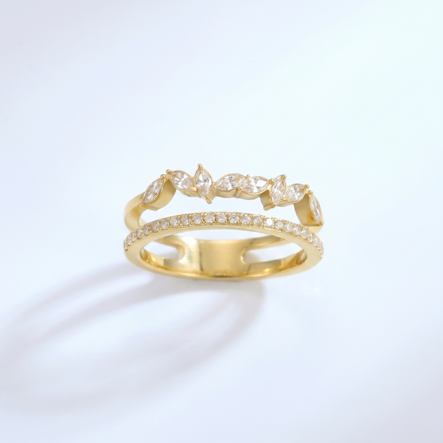 Anello Mia Pavé Cristallo Oro 18K - vista dall'alto top-down - UpperEast Jewels
