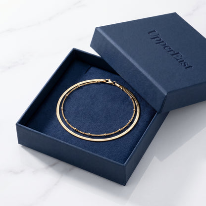 Cavigliera Layered Doppia Oro 18K - confezione regalo UpperEast - UpperEast Jewels