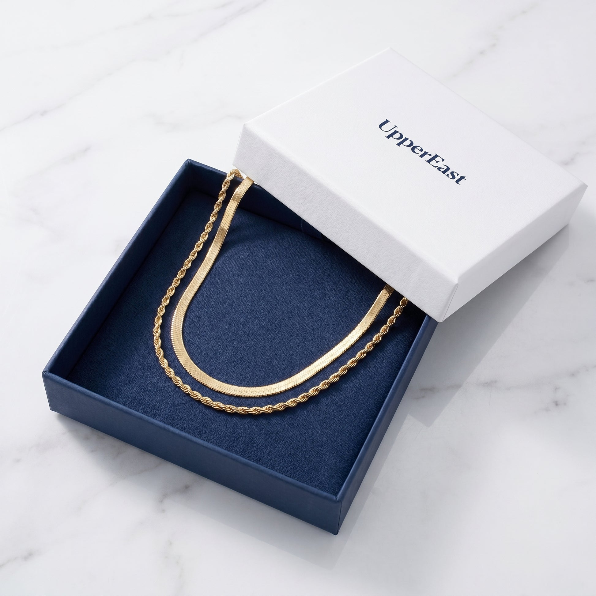 Collana Layered Ios Herringbone Oro 18K - confezione regalo UpperEast - UpperEast Jewels