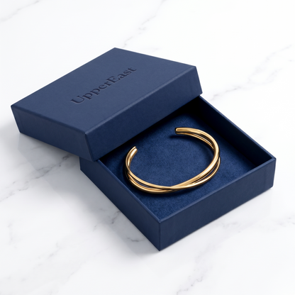Bangle Rigido Crossover Oro 18K - confezione regalo UpperEast - UpperEast Jewels