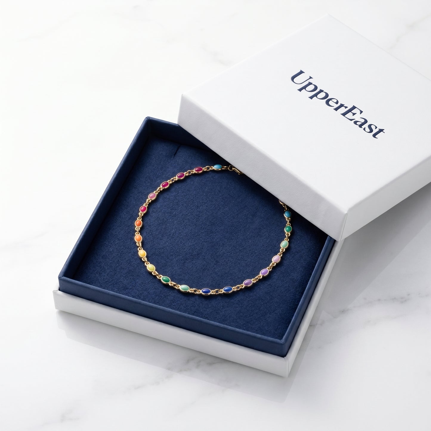 Choker Arcobaleno Multi-Stone Oro 18K - confezione regalo UpperEast - UpperEast Jewels