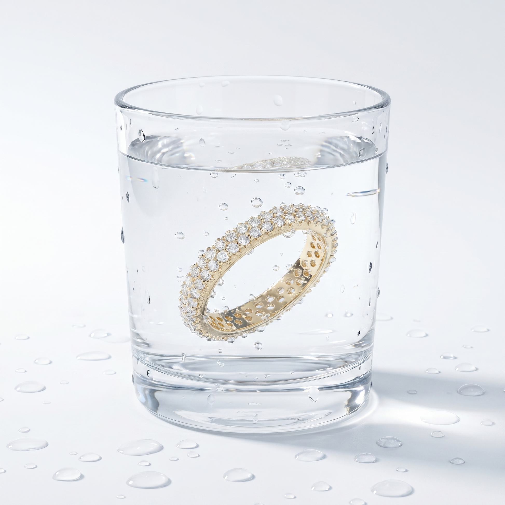 Anello Cleo Midi Oro 18K - test waterproof in acqua - UpperEast Jewels