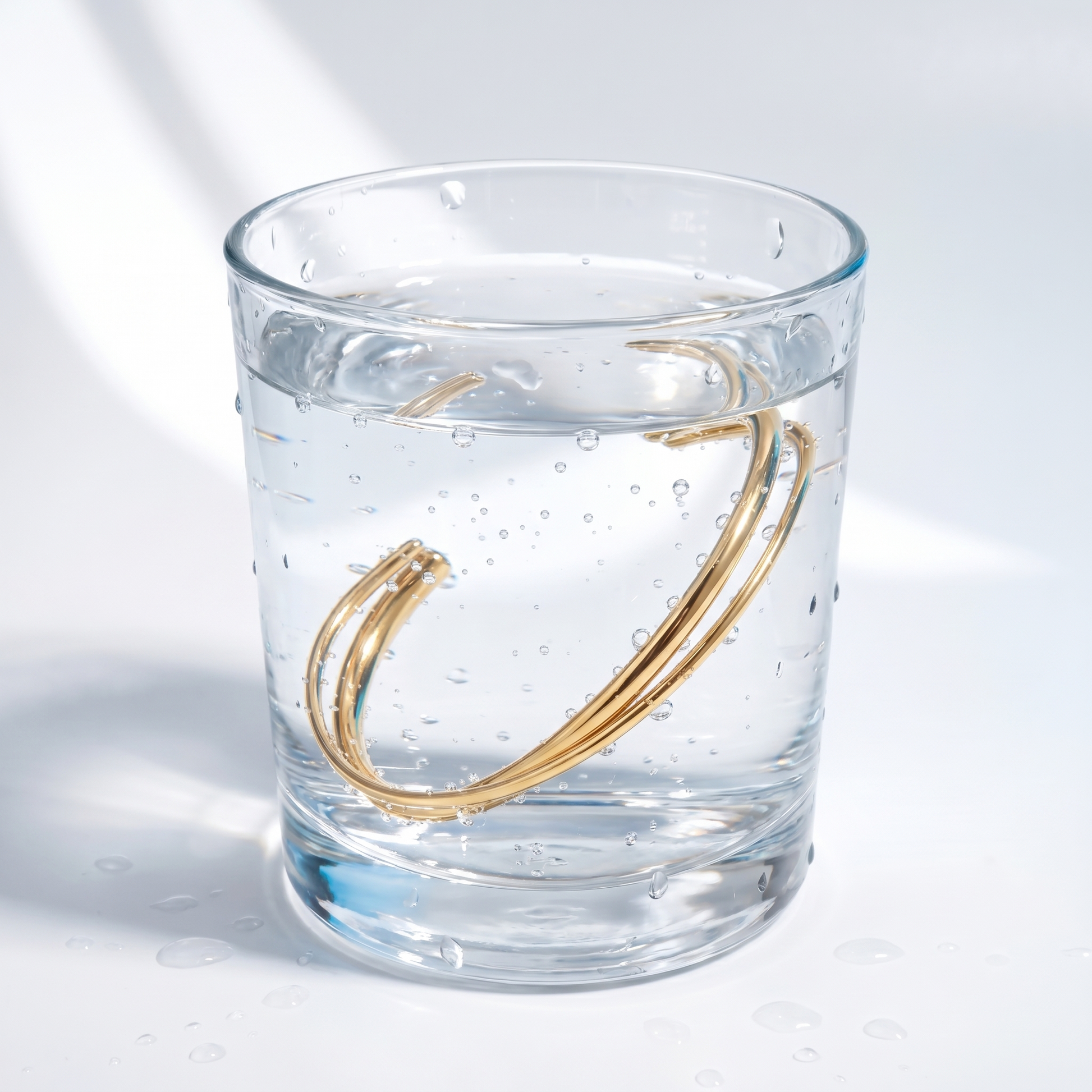 Bangle Rigido Crossover Oro 18K - test waterproof in acqua - UpperEast Jewels