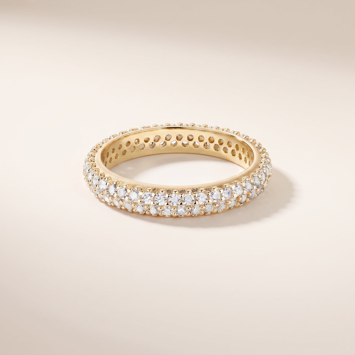 Anello midi pavé di cristalli placcato oro 18K