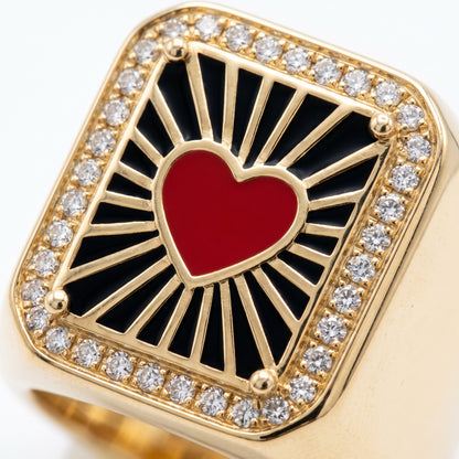 Anello Cuore Smalto Statement Oro 18K