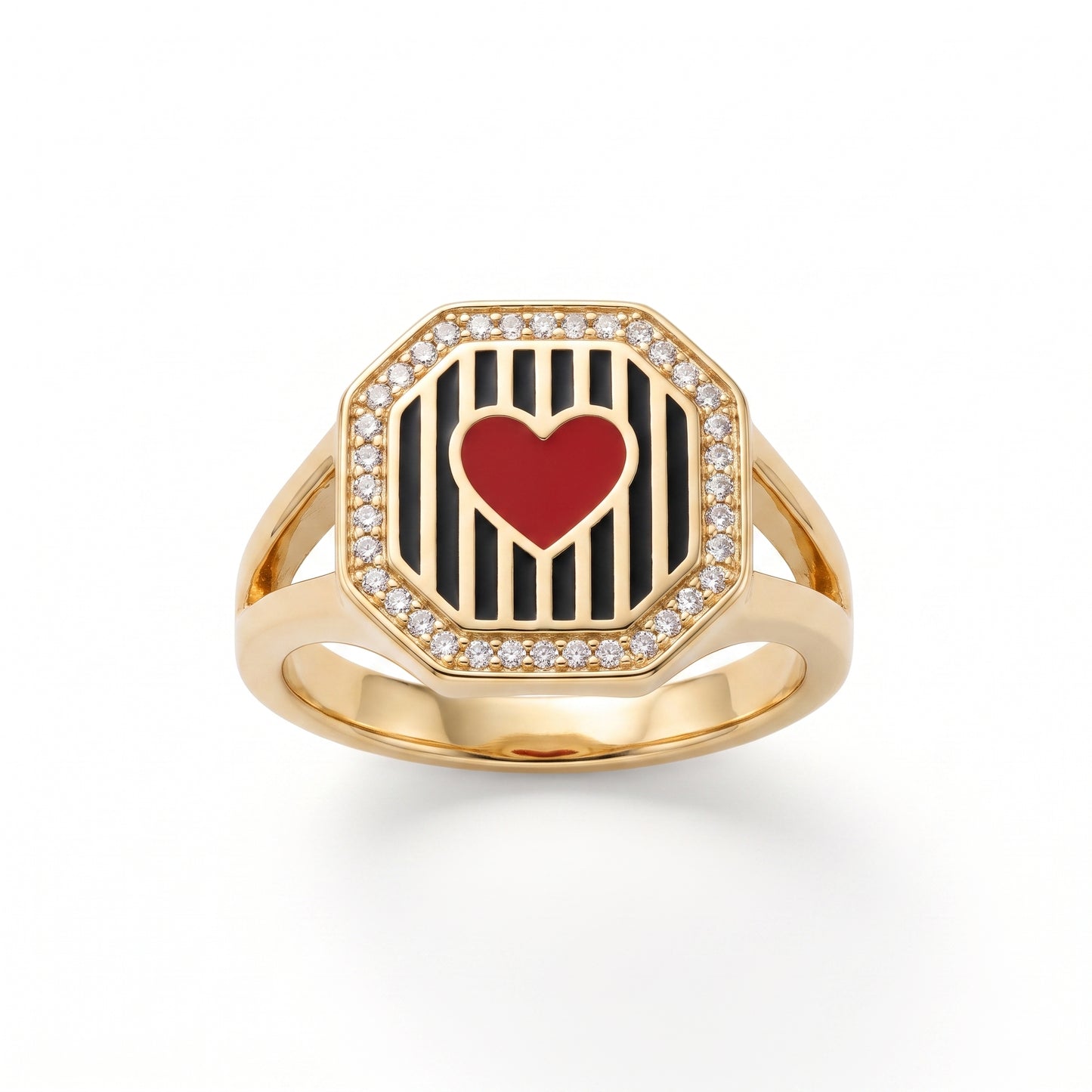 Anello Cuore Smalto Statement Oro 18K