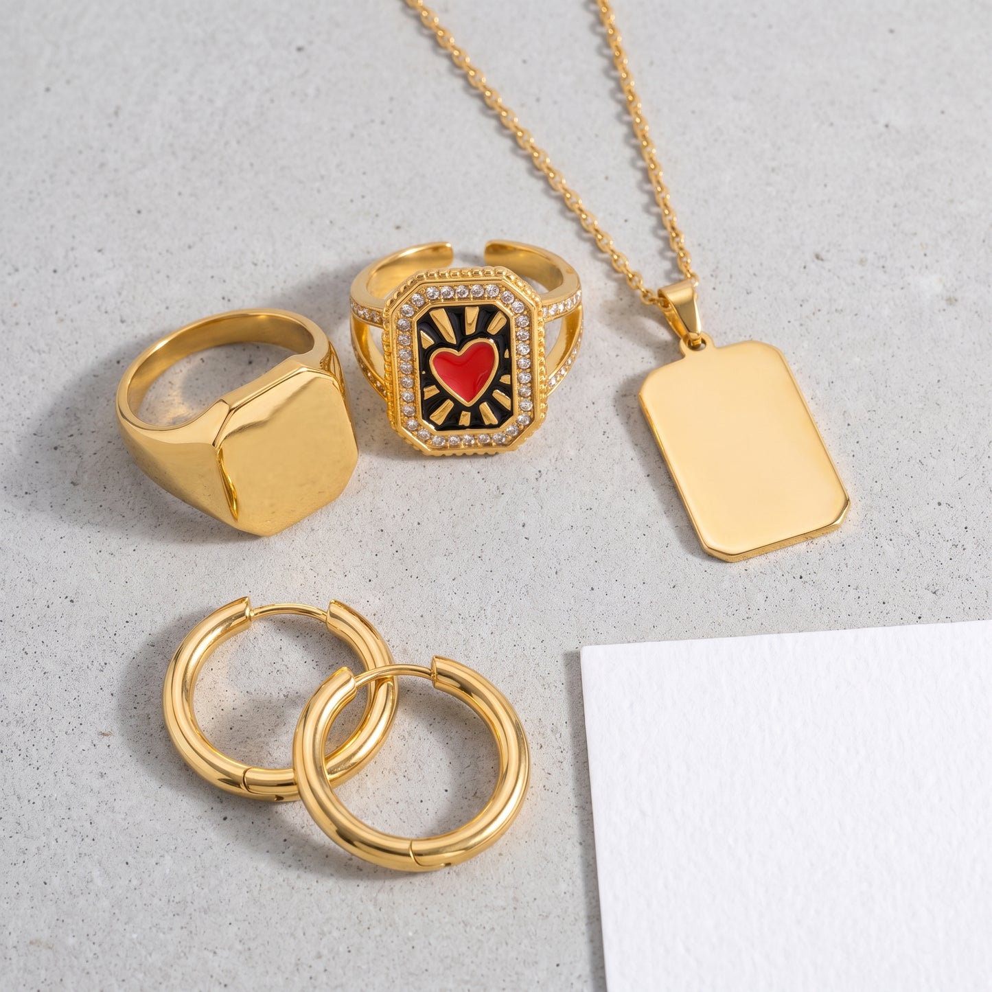 Anello Cuore Smalto Statement Oro 18K