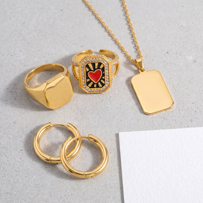 Anello Cuore Smalto Statement Oro 18K