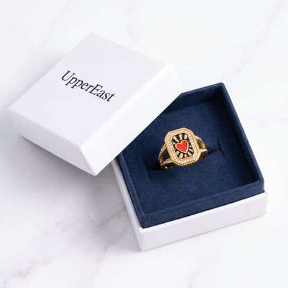Anello Cuore Smalto Statement Oro 18K