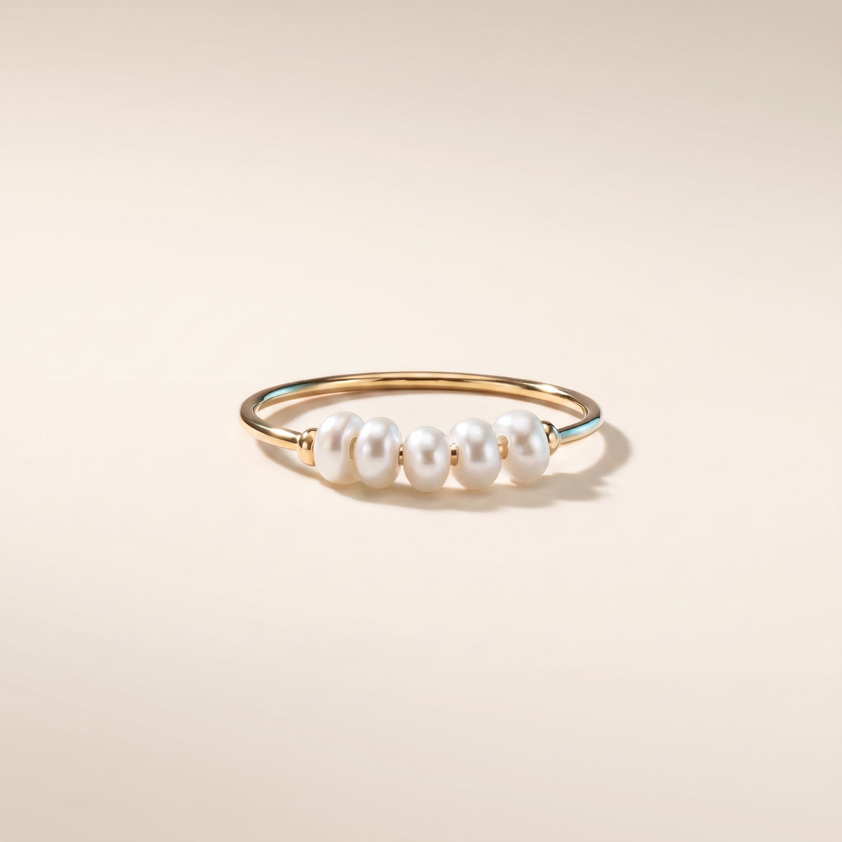 18K gold plated thin ring with 5 small pearls