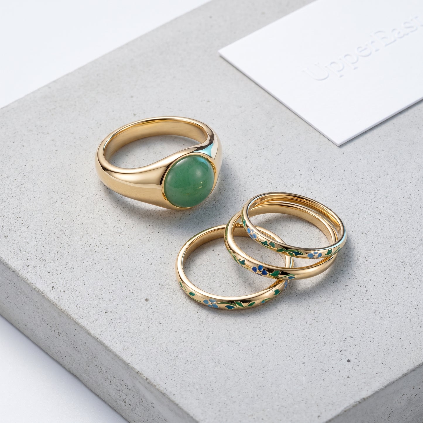 Anello Pietra Verde Oro 18K
