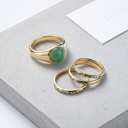 Anello Pietra Verde Oro 18K
