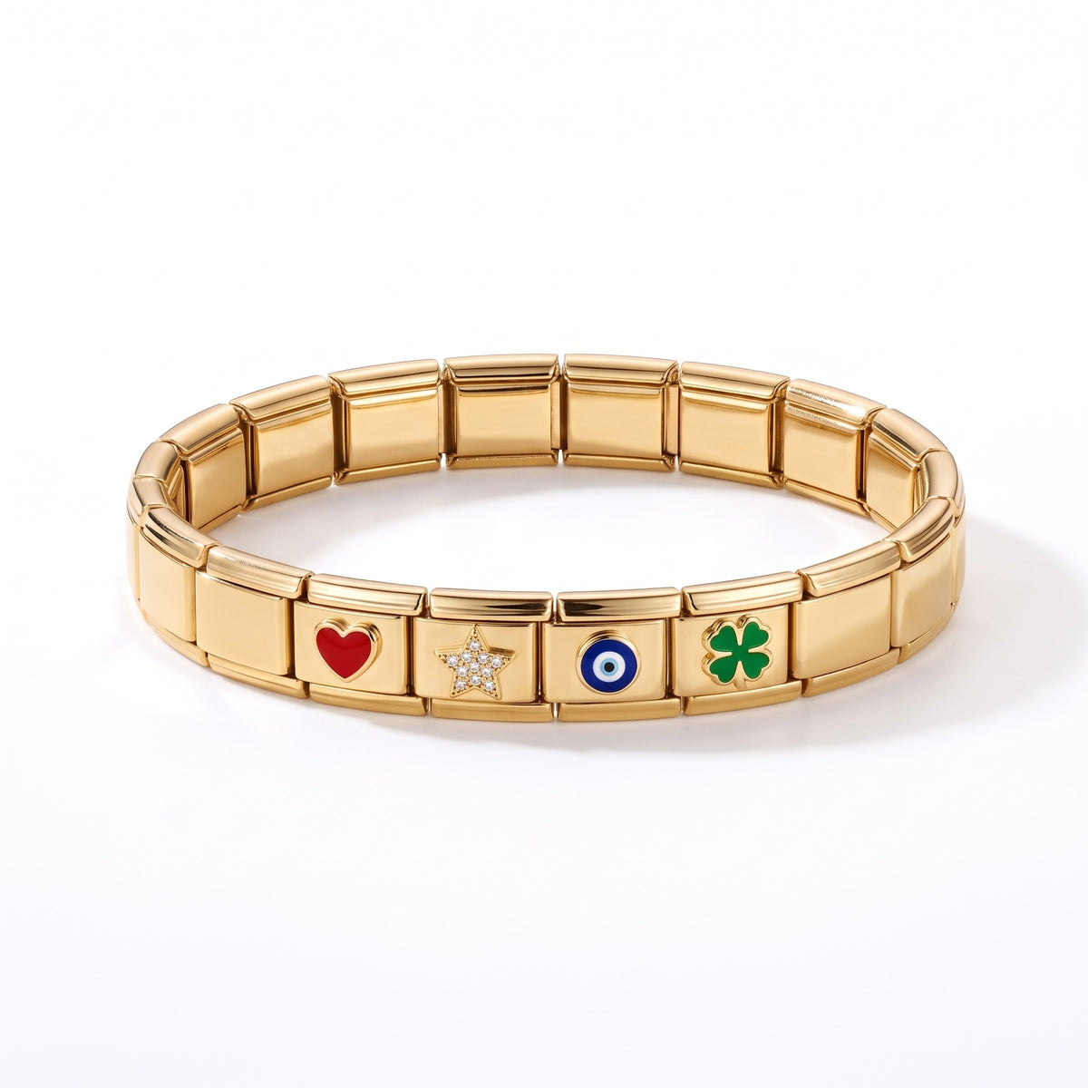 Bracciale componibile con charm placcato oro 18K visto dall'alto