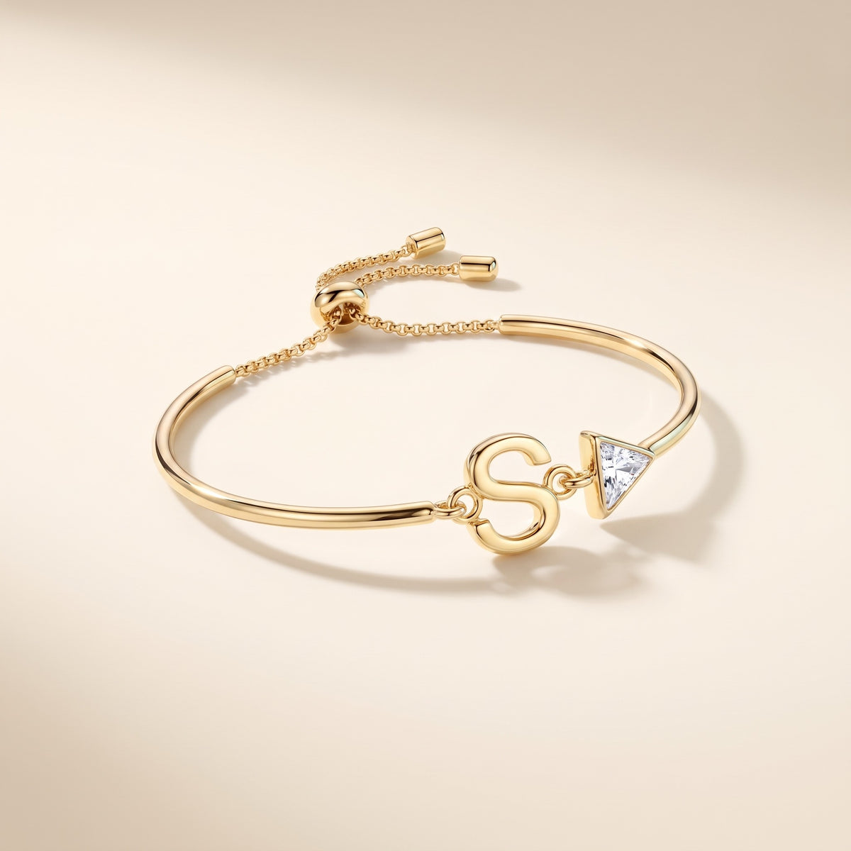 Bracciale iniziale e cristallo placcato oro 18K