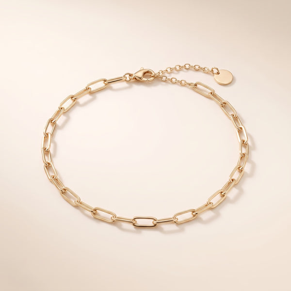 Pulsera de cadena paperclip bañada en oro de 18K