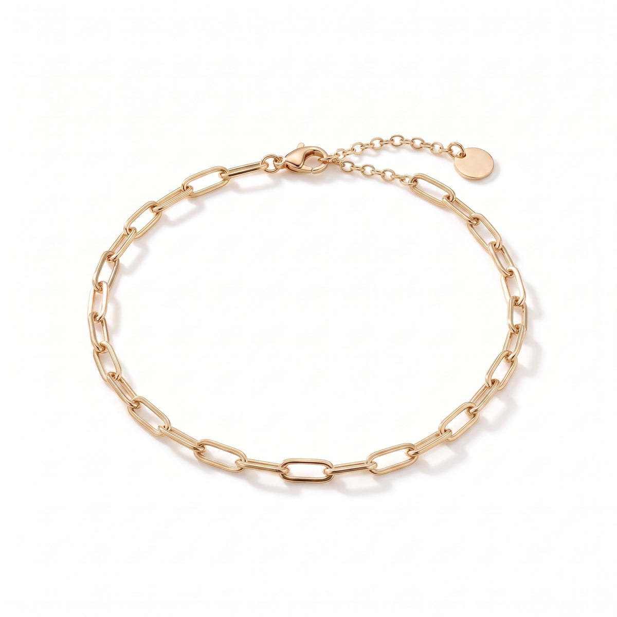 Bracciale a catena paperclip placcato oro 18K visto dall'alto