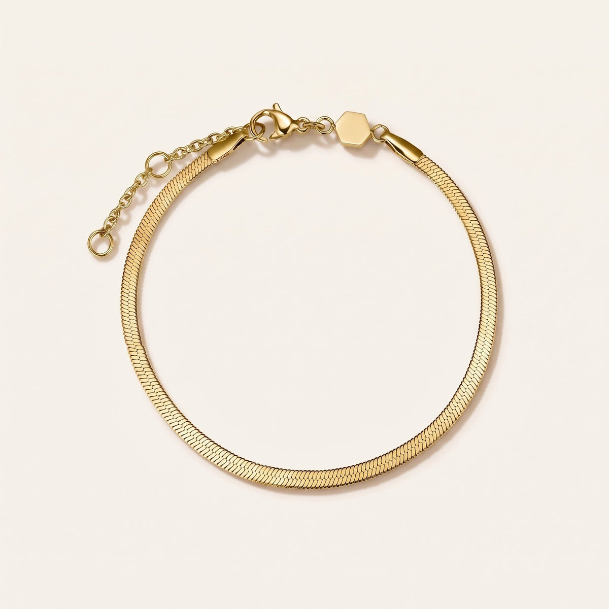 Pulsera de cadena snake plana bañada en oro de 18K
