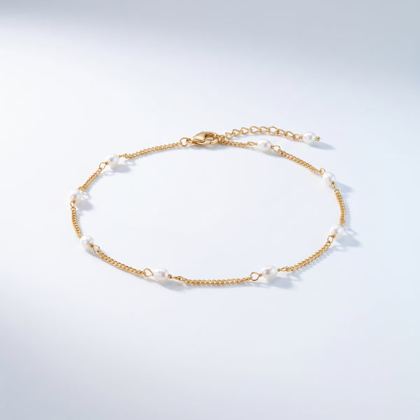 Cavigliera Perline Oro 18K