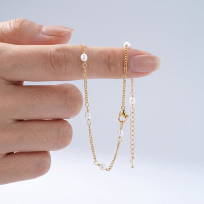 Cavigliera Perline Oro 18K