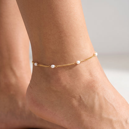 Cavigliera Perline Oro 18K