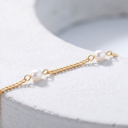 Cavigliera Perline Oro 18K