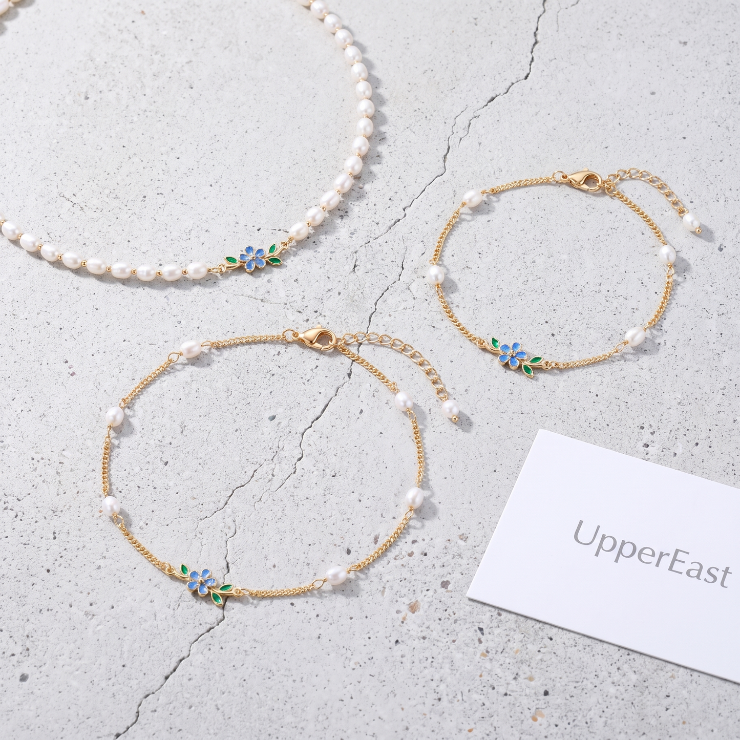 Cavigliera Perline Oro 18K