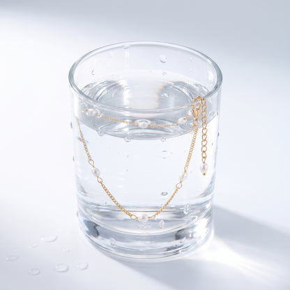 Cavigliera Perline Oro 18K