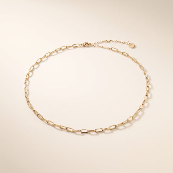 Collar de cadena paperclip bañado en oro de 18K