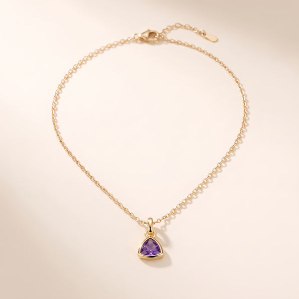 Collar con piedra del mes bañado en oro de 18K