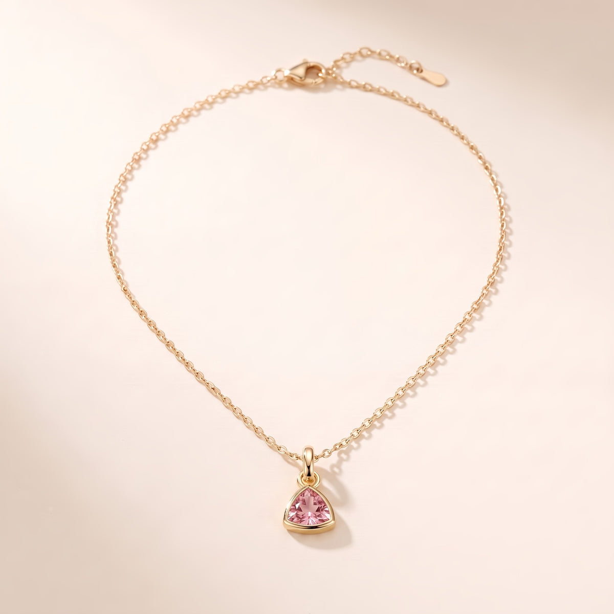 Collar con piedra del mes bañado en oro de 18K, octubre: rosa