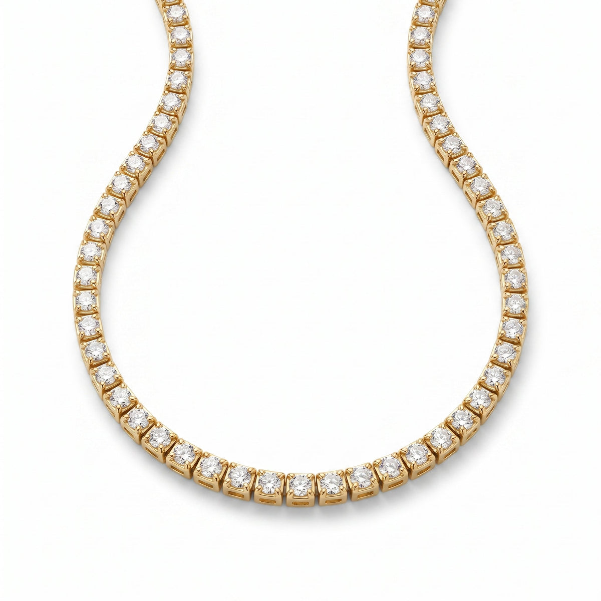 Collar tennis de circonitas bañado en oro de 18K visto desde arriba