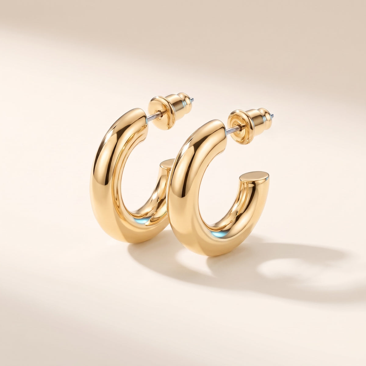 Pendientes de aro gruesos chunky bañados en oro de 18K