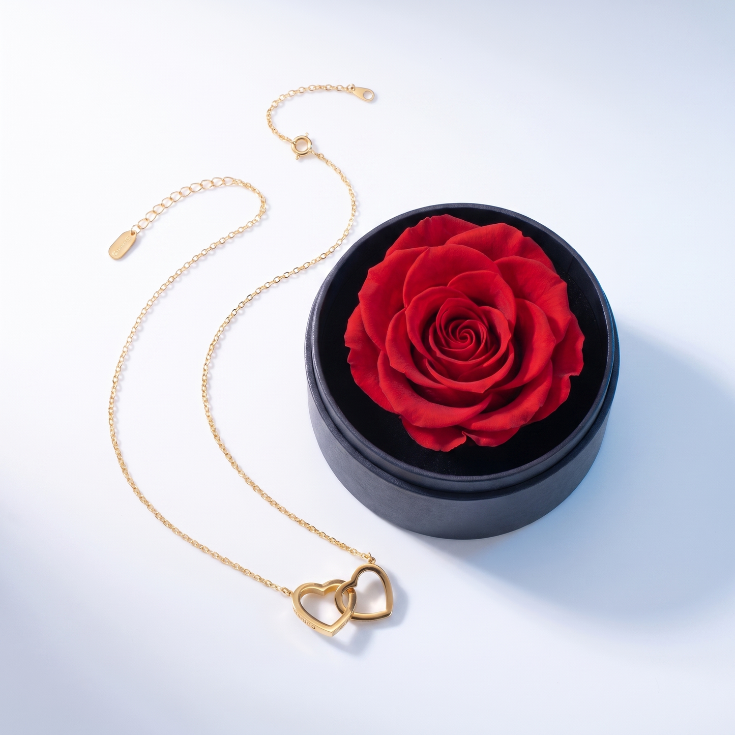 Set Regalo Rosa Eterna & Collana Cuori Oro 18K