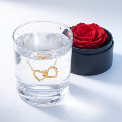 Set Regalo Rosa Eterna & Collana Cuori Oro 18K