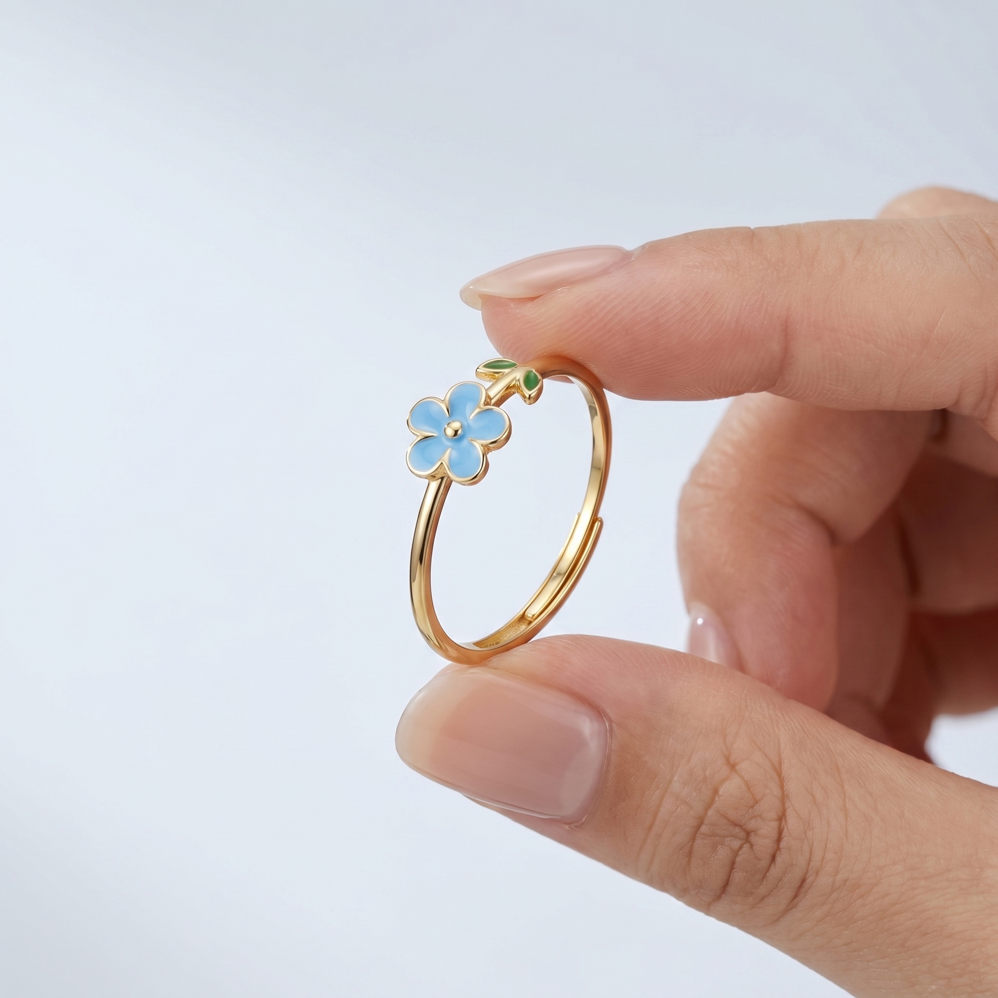 Anello Fiore Oro 18K Regolabile — 02-scale-reference
