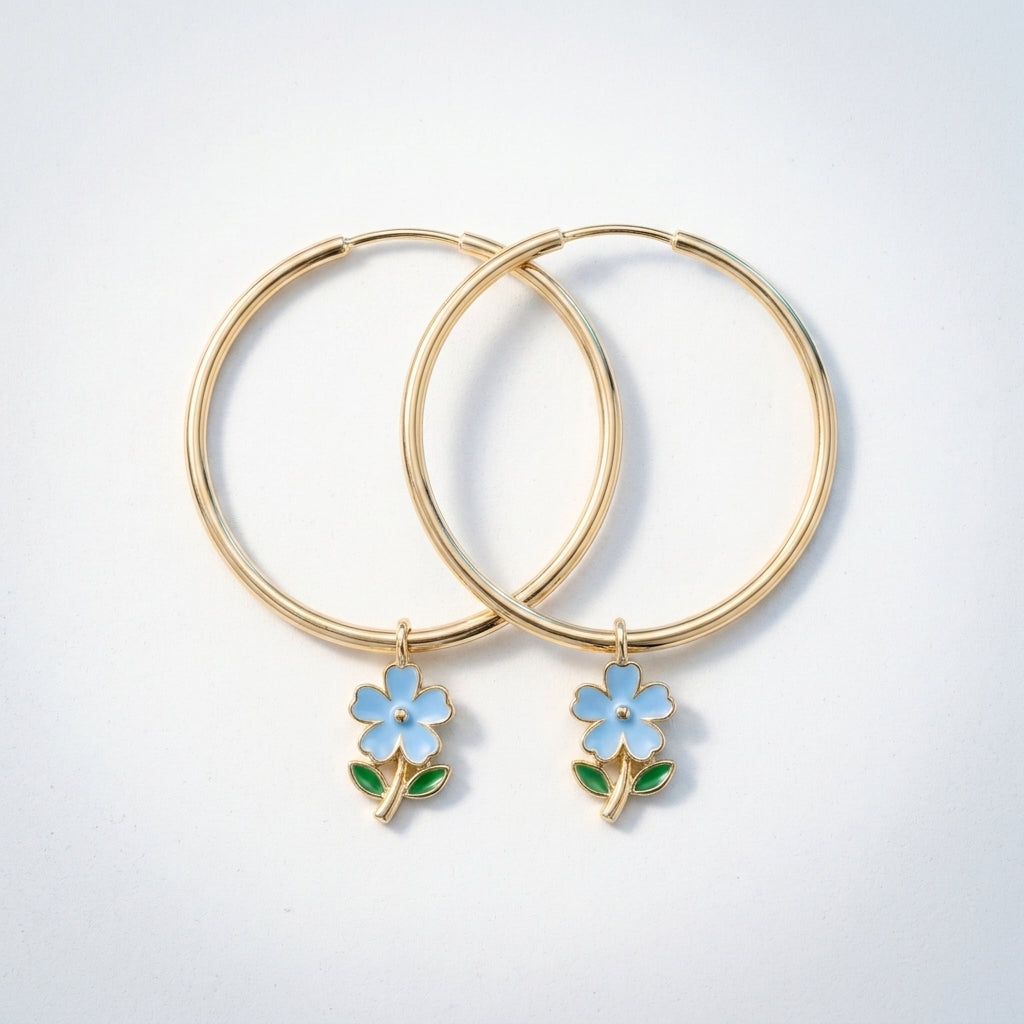 Orecchini Maxi Cerchio Fiore Oro 18K — 06-multi-angle-topdown