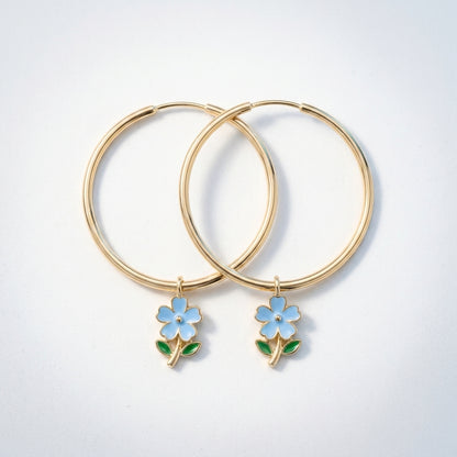 Orecchini Maxi Cerchio Fiore Oro 18K — 06-multi-angle-topdown